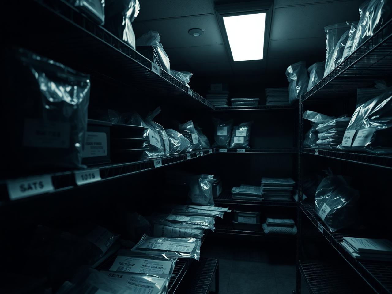 San Diego drug crime defense attorney: sealed evidence bags in a police evidence room from a drug possession case